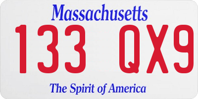 MA license plate 133QX9