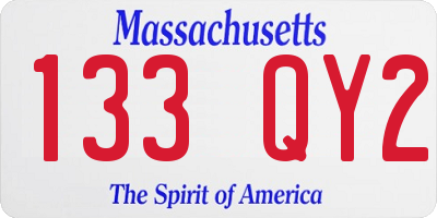 MA license plate 133QY2