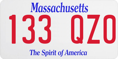 MA license plate 133QZ0