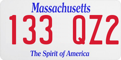 MA license plate 133QZ2