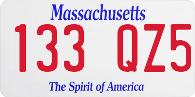MA license plate 133QZ5