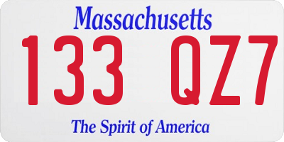 MA license plate 133QZ7