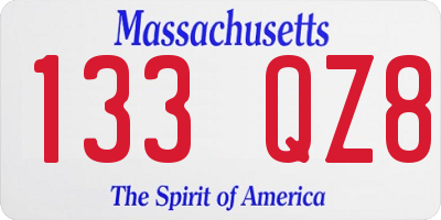 MA license plate 133QZ8