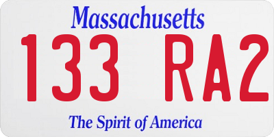 MA license plate 133RA2