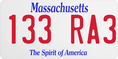MA license plate 133RA3