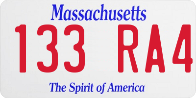 MA license plate 133RA4