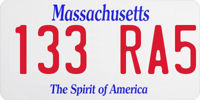 MA license plate 133RA5