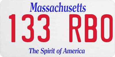 MA license plate 133RB0