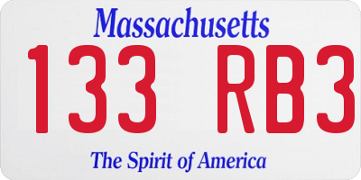 MA license plate 133RB3