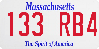 MA license plate 133RB4