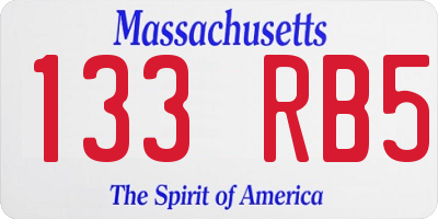 MA license plate 133RB5