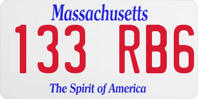MA license plate 133RB6