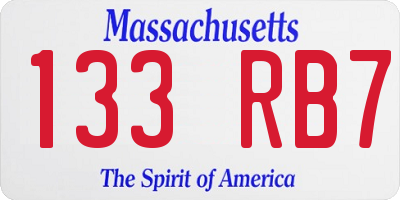 MA license plate 133RB7