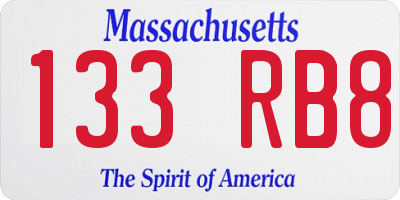 MA license plate 133RB8