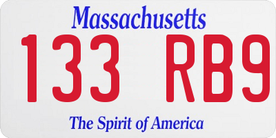 MA license plate 133RB9