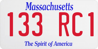 MA license plate 133RC1