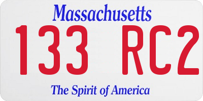 MA license plate 133RC2