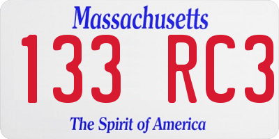 MA license plate 133RC3