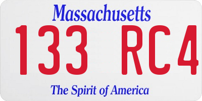 MA license plate 133RC4