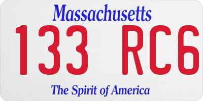 MA license plate 133RC6