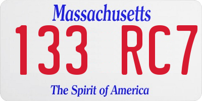 MA license plate 133RC7