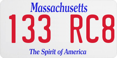 MA license plate 133RC8