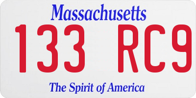 MA license plate 133RC9