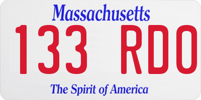 MA license plate 133RD0