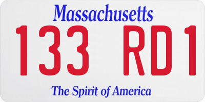 MA license plate 133RD1