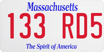 MA license plate 133RD5