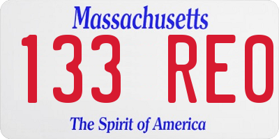 MA license plate 133RE0
