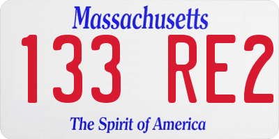 MA license plate 133RE2