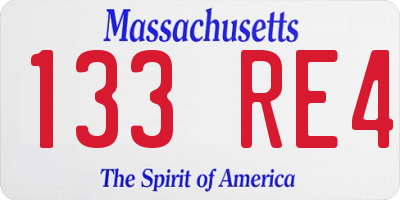 MA license plate 133RE4