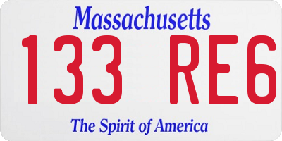 MA license plate 133RE6
