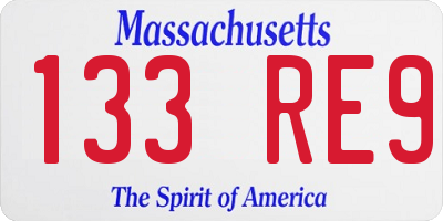 MA license plate 133RE9