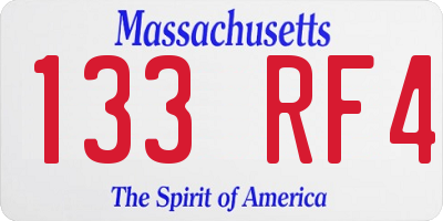 MA license plate 133RF4