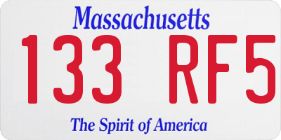 MA license plate 133RF5
