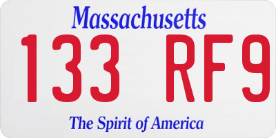 MA license plate 133RF9