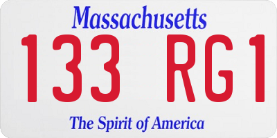 MA license plate 133RG1