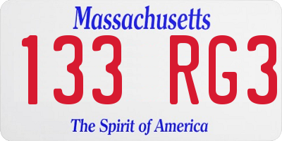 MA license plate 133RG3