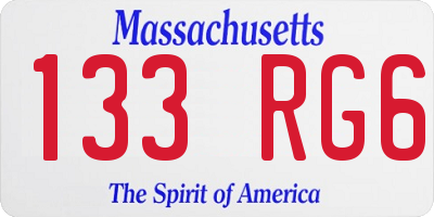 MA license plate 133RG6