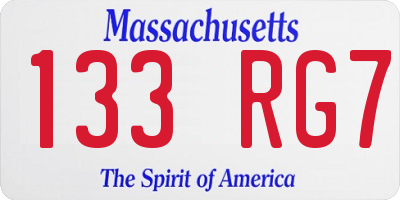 MA license plate 133RG7