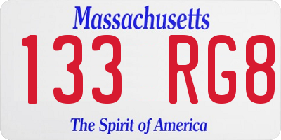 MA license plate 133RG8