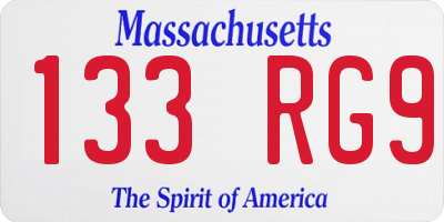 MA license plate 133RG9