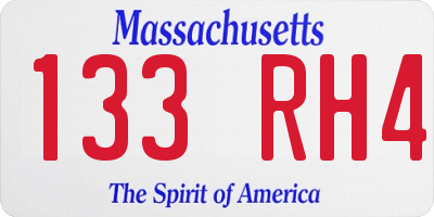 MA license plate 133RH4