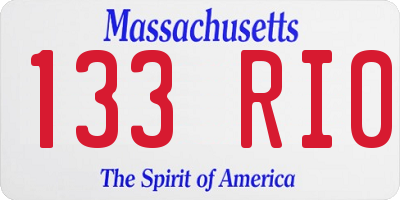 MA license plate 133RI0