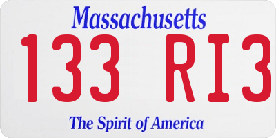 MA license plate 133RI3