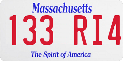 MA license plate 133RI4