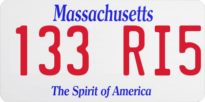 MA license plate 133RI5