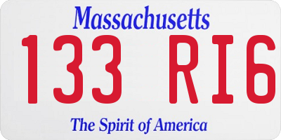 MA license plate 133RI6
